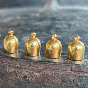8mm End Caps for Leather or Kumihimo Cord, Gold Round Cord Ends, Cord Tips, Thick Leather  Caps, Set of 4