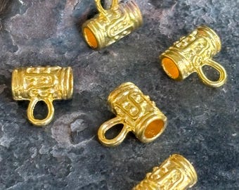 Cuentas de oro para sujetar dijes, agujero de 3 mm, conector de 10 x 6 mm, cierre de joyería de oro
