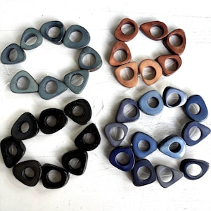 Tagua Donut Beads, Vegetable Ivory Hoops, Eco Friendly Ring Beads, Natural Beads, Organic,  Flat Donut Beads, Jewelry Making Supplies