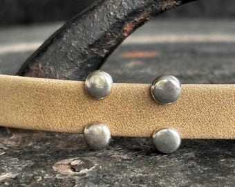 2 Disc Slider Bars for Flat Leather,  10mm Flat Leather Finding,  Leather Bracelet Supplies, Womens Leather Bracelets, Silver Zamak Bead