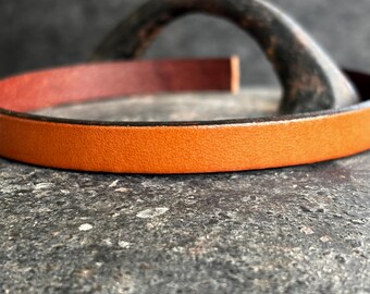 Cordão de couro plano de 10 mm - Tabaco, peça pré-cortada de 11 pol., pulseiras de couro femininas, presente para ele, cordão para pulseira de verão.