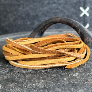 3mm Deerskin Leather Lace Cord for Jewelry Making, Natural Tan Soft Suede Leather Strip for Crafting and Beading, Genuine Leather