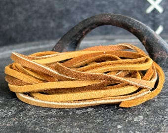 3mm Deerskin Leather Lace Cord for Jewelry Making, Natural Tan Soft Suede Leather Strip for Crafting and Beading, Genuine Leather