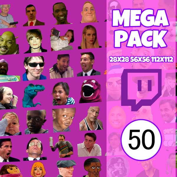 50 Twitch Memes Emotes / Emotes Streamer Gamers Discord