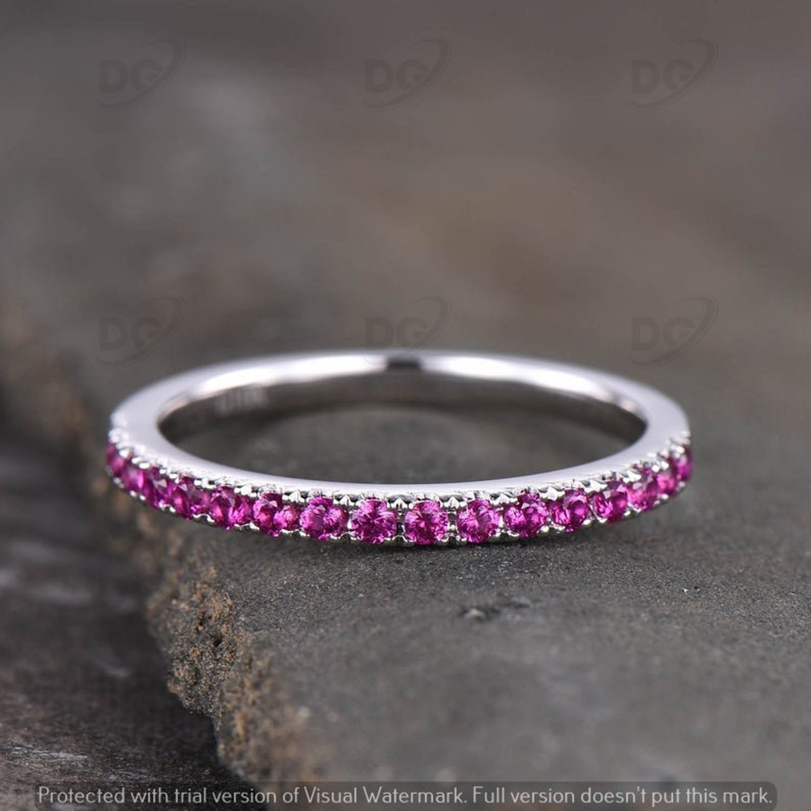 Natural Pink Sapphire Ring Stacking Ring925 Sterling Silver | Etsy