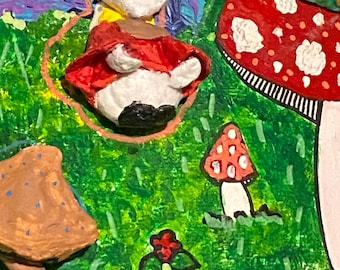 Arte em tela texturizada 3D de Alice no País das Maravilhas (28x35 cm) – Pintura que reage à luz negra