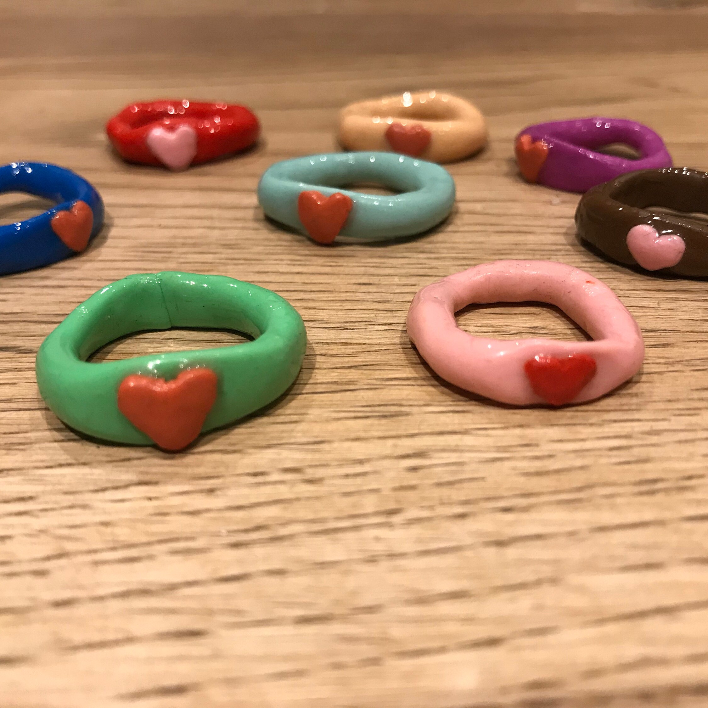 Y2K Glossy Clay Statement Love Rings Etsy