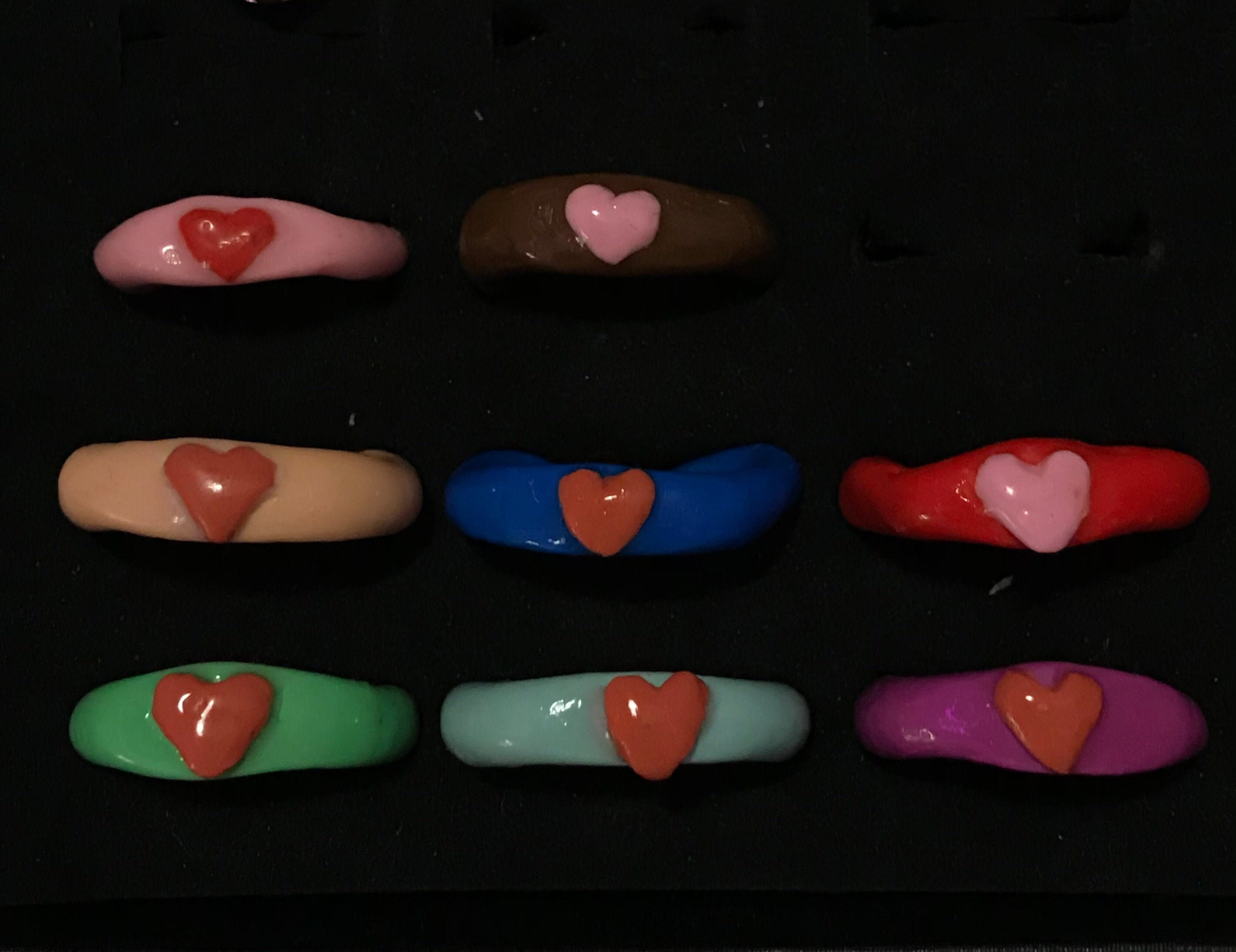 Y2K Glossy Clay Statement Love Rings Etsy