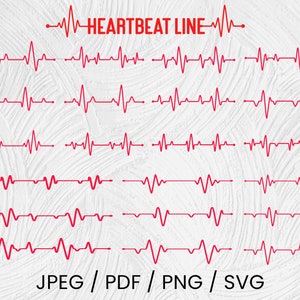 Herzschlag rote Linien, rotes Herzschlag SVG-Bundle, rote Herzen Linie SVG, Herzschlag Clipart, gesundheitswesen, Herz PNG, Valantine svg