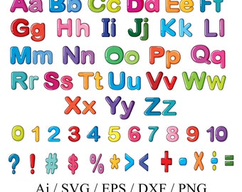 Rainbow font  SVG , Rainbow letters and numbers, Rainbow alphabet , digital file, children font, font cute, Png , colorful Svg, DXf, png,