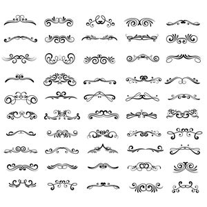50 schöne dekorative Elemente SVG, Ornaments svg, Schnörkel SVG, Swirls SVG, Text Divider svg, Dividers Borders svg, Textdekoration svg