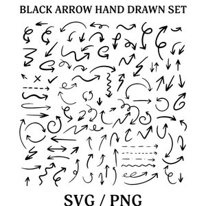 Mais de 100 pacotes Svg de seta desenhada à mão, pacote Svg de seta, seta desenhada à mão, clipart de setas artísticas, para Cricut e Silhouette, download instantâneo
