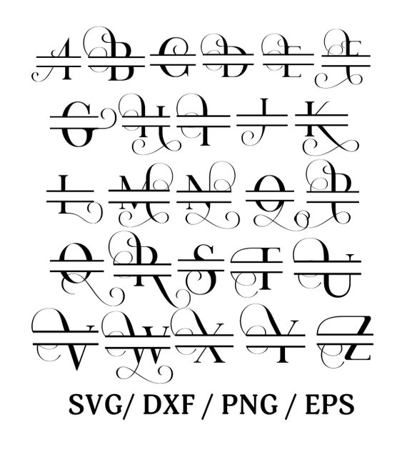 Split Monogram SVG Alphabet Split Monogram SVG Split French - Etsy