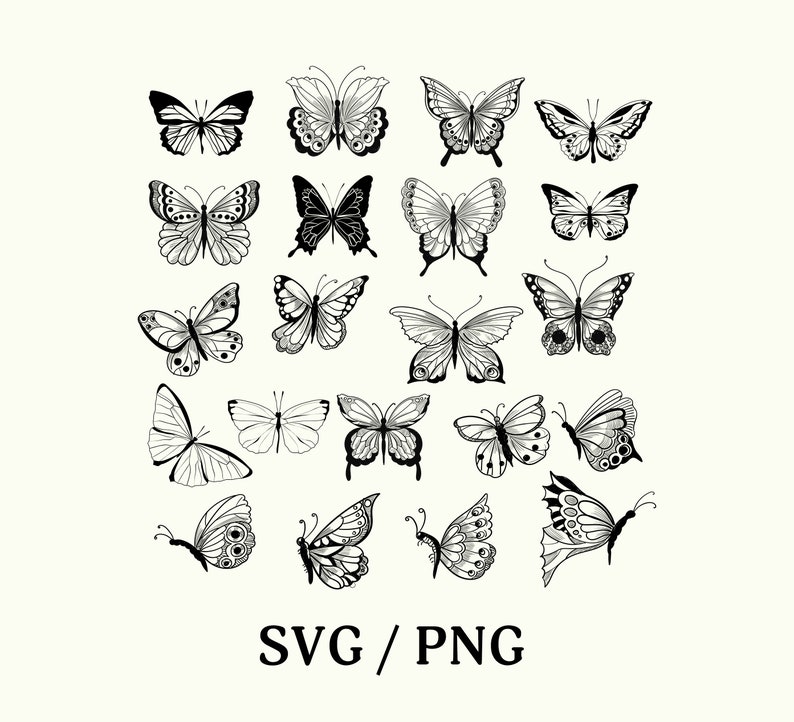 Butterfly Svg Butterfly Bundle Svg Black Butterflies Svg Butterfly Line Art Clipart