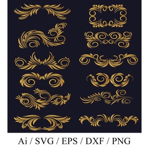 Golden Flourish svg, Flourish SVG, Swoosh SVG Decorative Ornaments svg, Swish svg, Flourishes element svg, Swoosh svg, Golden Decor svg