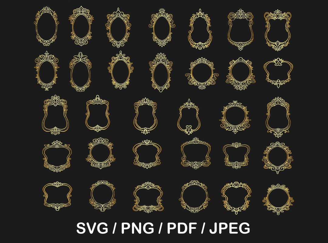 Gold VINTAGE FRAMES, Golden Frame, Gold Vintage PNG, Golden Frames