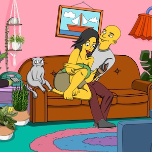 VERKAUF!!! Personalisiertes gelbes Porträt, benutzerdefiniertes Simpsons-Porträt, benutzerdefiniertes Paarfoto, Kunstgeschenk, gelbe Menschen, Simpsons-Porträt, gelb