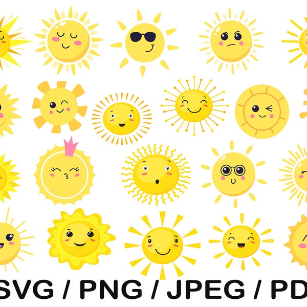 SVG Cara de sol, sol con cara, vector de sol, sol con imagen de cara svg, imágenes prediseñadas de sol, arte infantil, Sunny Clipart, Diseño de sol, caras de sol imprimibles