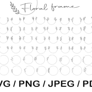 Paquete SVG de corona, diseño de flores de corona, colección de coronas florales, corona de laurel png, corona de flores svg, paquete svg de marco circular, flores
