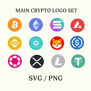 Conjunto principal de logotipo de criptografia Svg, criptomoeda svg, logotipo de criptomoeda, Crypto svg, logotipos de criptografia svg png, moedas principais do mercado de criptografia, png, svg