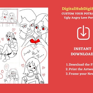 Custom Ugly and love portrait, Custom Ugly Art, Ugly portrait Personalised gift for your love, memorial art, angry but love portrait, angry