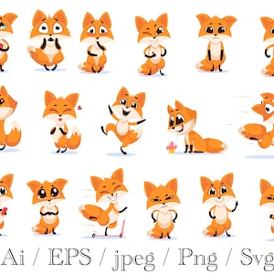 Lindo divertido zorro emocional Svg, zorro emocional svg, zorro, Woodland Fox clipart, Fox Logo, Fox SVG, vida silvestre, lindo zorro SVG, cabeza de zorro, bebé zorro