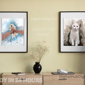 Acuarela digital personalizada y pintura de bocetos, su mascota, dibujo personalizado de mascotas, pintura conmemorativa, retrato de foto, memorial, gato, arte de perro