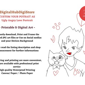 Custom personalized  family portrait, Personalised gift for your love, memorial art, angry but lovely, lover, ugly angry, angry art, sad art