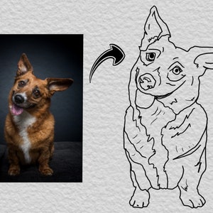 Retrato de mascota personalizado, arte lineal personalizado, dibujo de retrato de mascota, retrato lindo, retrato de mascota divertido, retrato de mascota personalizado y personalizado.
