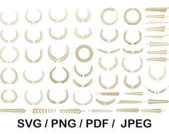 Gold Wreaths Clipart, Golden wreath, Golden Wreath png, element svg, decorative ornament, text divider, gold, golden, wreath graphics svg