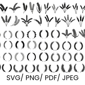 Paquete SVG de trigo, SVG de trigo, Svg de grano, SVG de trigo, Svg de grano, Grano, Iconos, Imágenes prediseñadas de trigo, Silueta de trigo, Vector, Svg, diseño de grano de trigo
