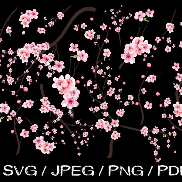 Cherry Blossom Svg, Flower Petal PNG, Sakura Svg, Sakura Svg, cherry blossom flower, Japan Sakura svg, Sakura Branch, Blossom svg, floral