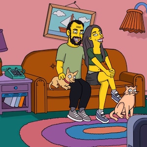 Simpsons portrait, Custom Couple photo, your requirement, yellow people, Simpsons, Turn Couple Portrait, turn your photo, turn yellow, simps