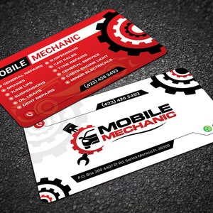 Mobile Mechanic business card design, mobile mechanic card design, custom business card, business card printable, mobile mechanic business image 2