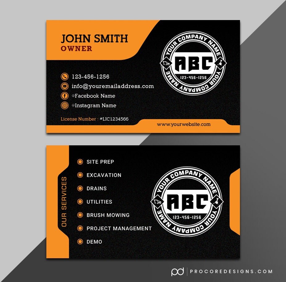 Editable Business Card Template Design Printable Cards - Etsy