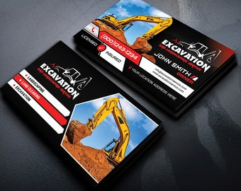 Landing service card design, Excavation  custom business card, business card printable, landing  business cards, Excavation business card