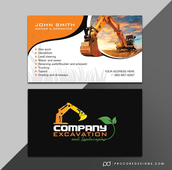 Construction Editable Business Card Template Design Business Card