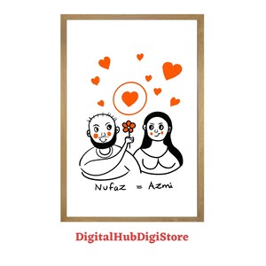 Custom Cute Chibi portrait, Personalised gift for your love, memorial art, Custom chibi art lover, chibi art, chibi Personalized gift