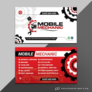 Mobile Mechanic business card design, mobile mechanic card design, custom business card, business card printable, mobile mechanic business image 3