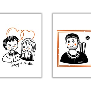 Custom minimalist portrait, Personalised gift for your love, memorial art, Custom Chibi art lover, couple art, minimalist Personalized gift