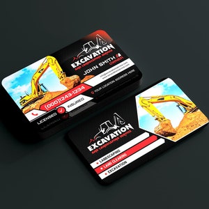 Design de cartão de visita de escavação, para design de cartão de serviço de desembarque, cartão de visita personalizado, cartão de visita para impressão, cartões de visita de desembarque