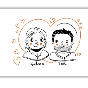 Custom Cute Cartoon portrait, gift for your love, memorial art, Custom Chibi, Couple art, minimalist Personalized gift, Chibi for your love