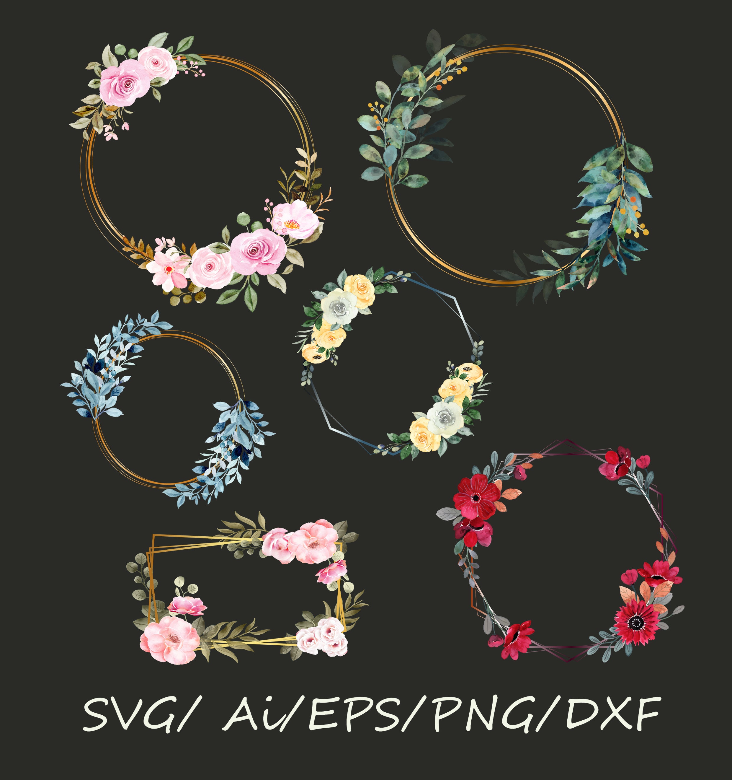 Wreath Svg Bundle Circle Svg Bundle Floral Wreath Heart - Etsy