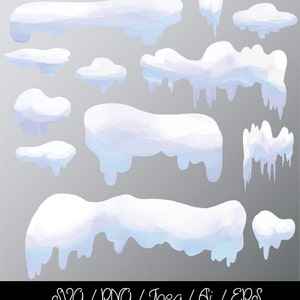 Pacchetto Svg di neve sul muro, neve sul tetto in formato SVG, neve di Natale in formato SVG, pacchetto SVG di berretti da neve, disegni download digitale Natale