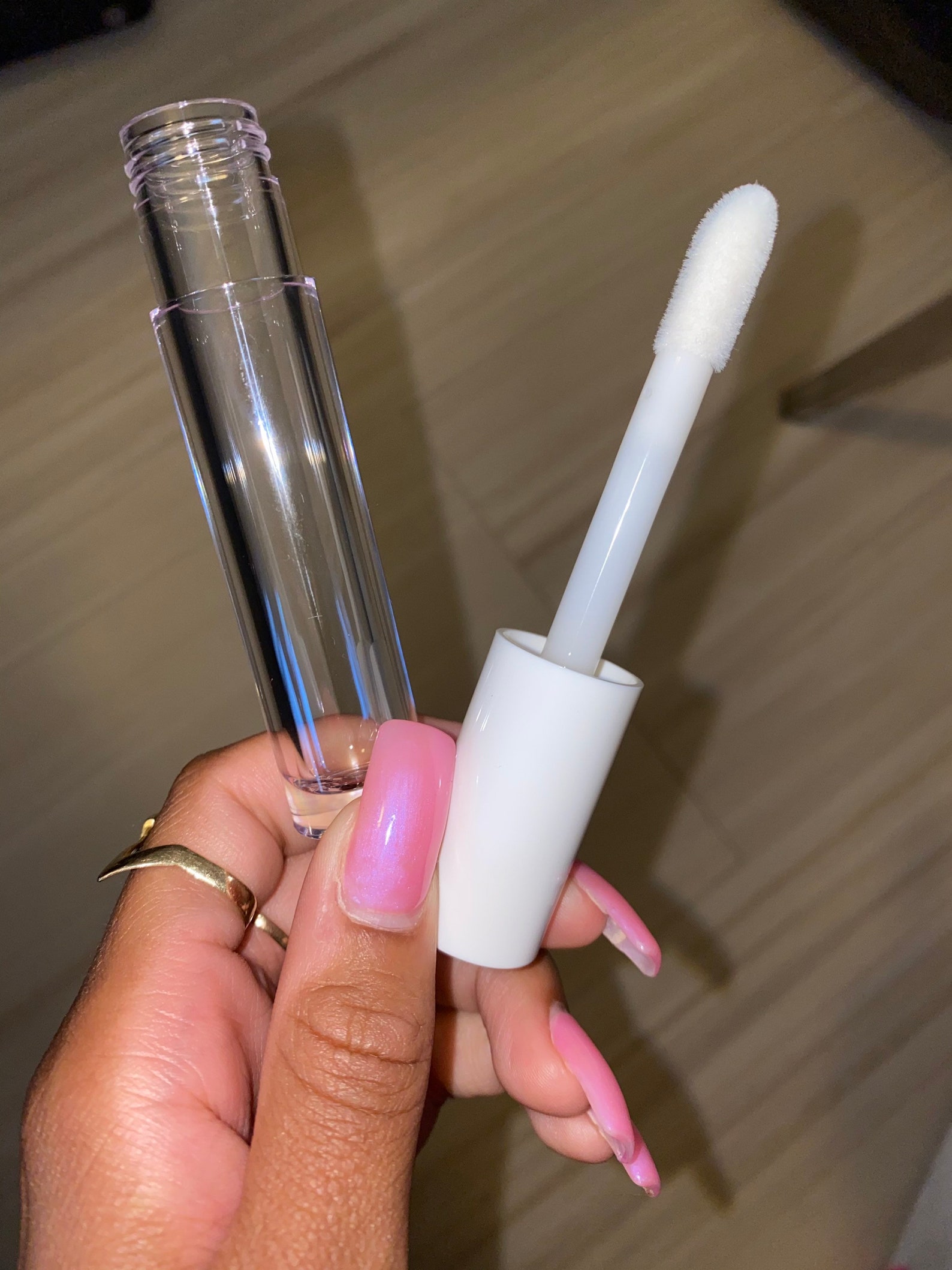 Big brush empty clear lip gloss tubes with soft plush wand Etsy