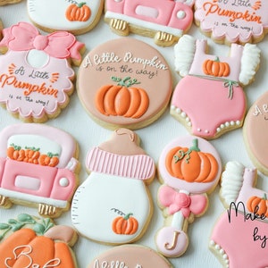 2 Dozen Baby Shower Cookies | A little Pumpkin Is On the Way | Customizable Wording and Colors