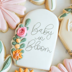 2 Dozen Baby Girl Shower Cookies (Baby in Bloom Theme) Customizable wording and colors!