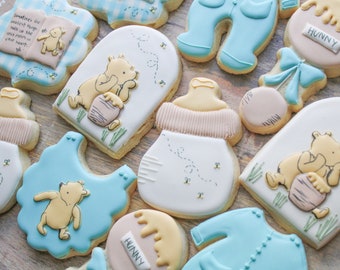 2 Dozen Baby Boy Shower Cookies | Winnie The Pooh Theme | Customizable wording and colors!
