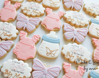 2 Dozen Baby Girl Shower cookies (A little Butterfly is On The Way Theme)