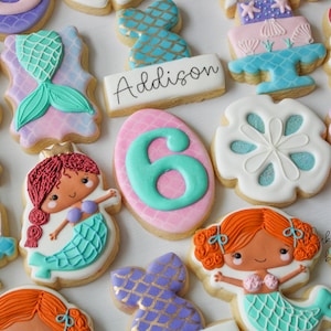 2 Dozen Mermaid Birthday Cookies (Customizable wording and colors)